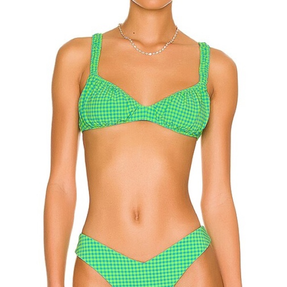 WeWoreWhat Green Checkered Bikini